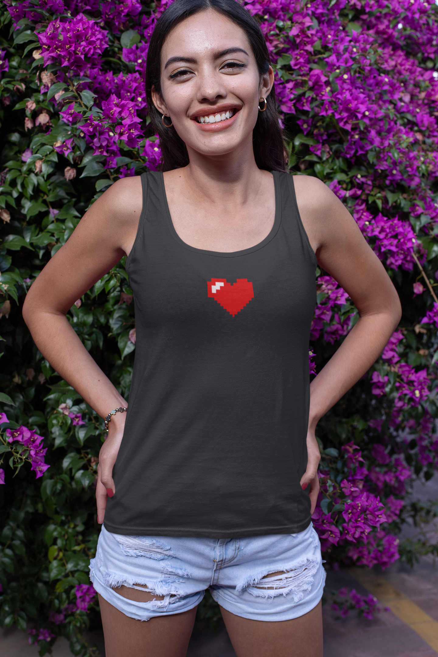 8 Bit Heart Minimals Women Tank Top- FunkyTeesClub