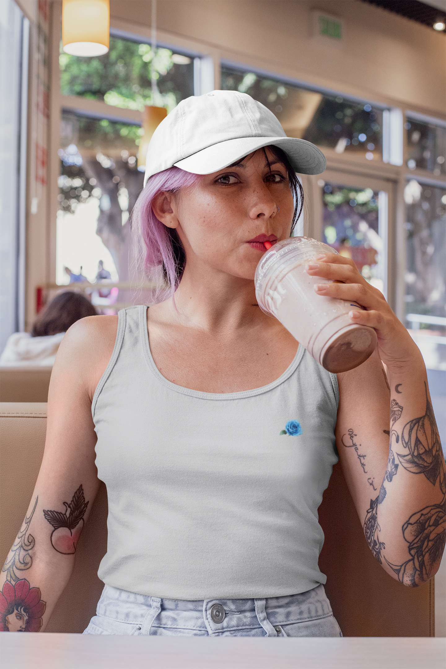 Blue Rose Minimals Women Tank Top- FunkyTeesClub