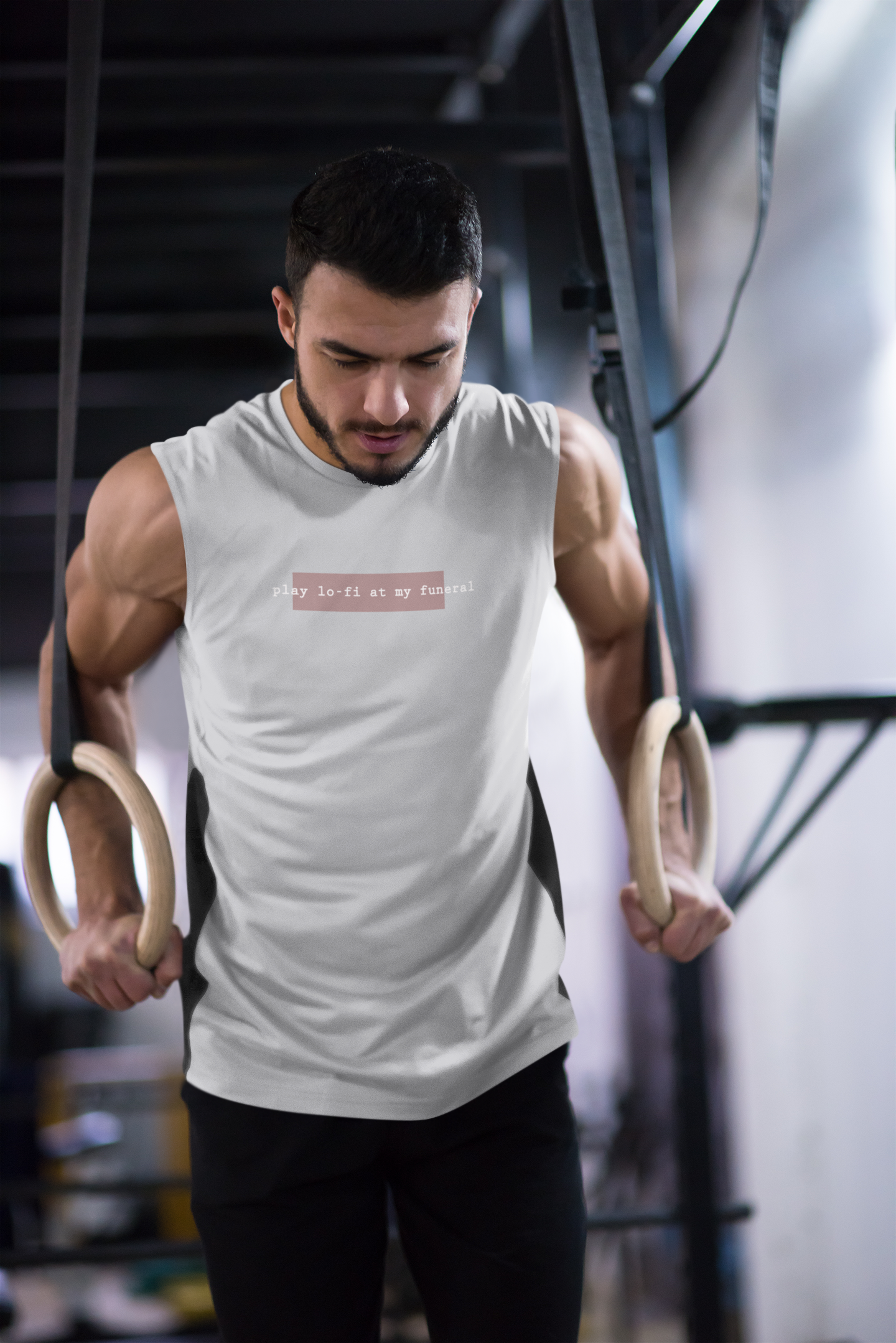 Play Lofi At My Funeral Minimal Men Gym Vest-FunkyTeesClub