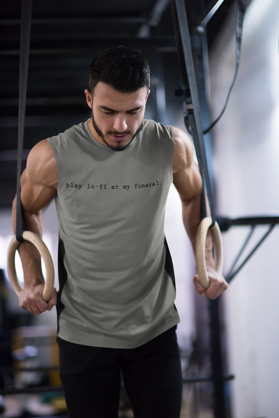 Play Lofi At My Funeral Minimal Men Gym Vest-FunkyTeesClub