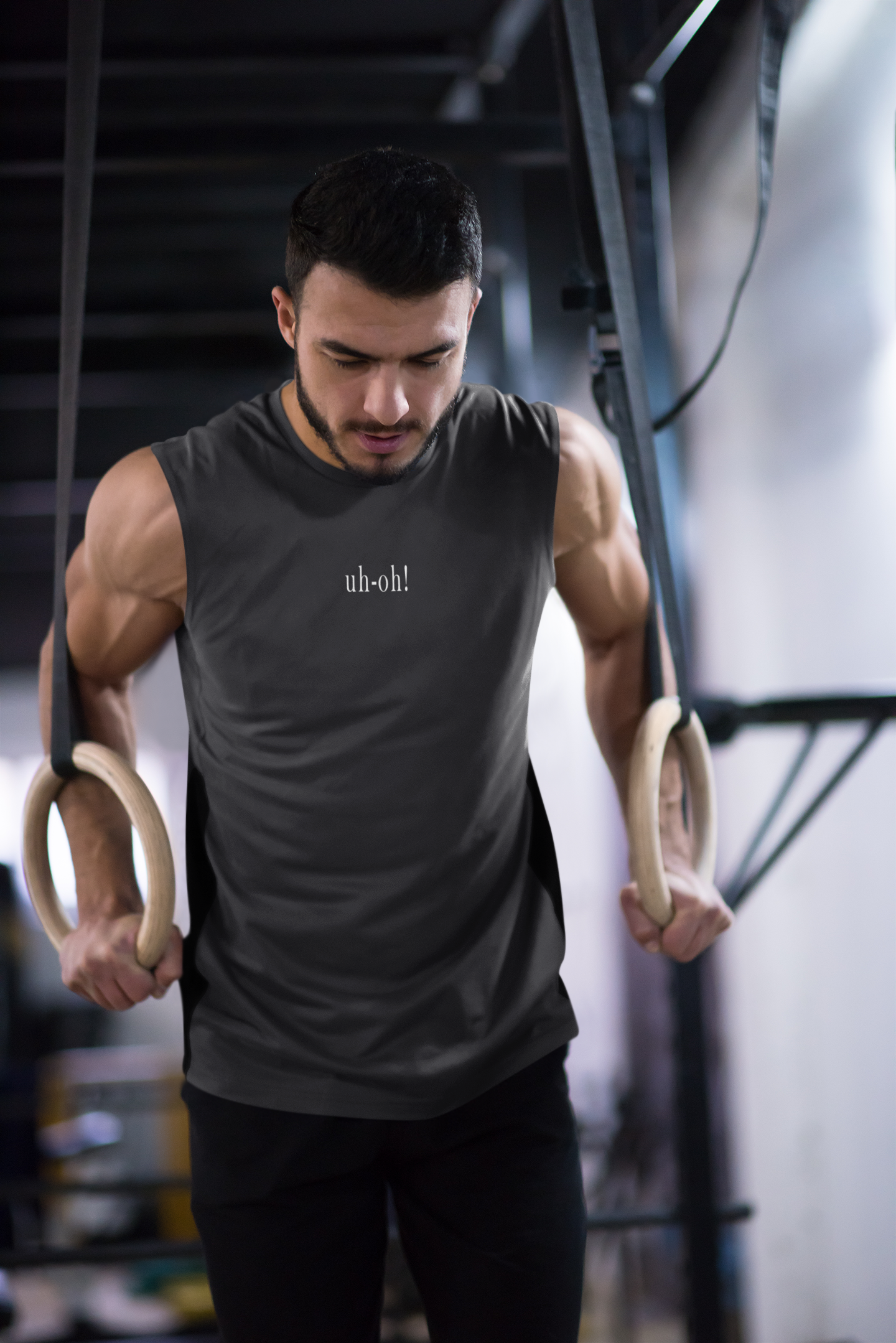 Uh Oh Minimal Men Sleeveless T-Shirts-FunkyTeesClub