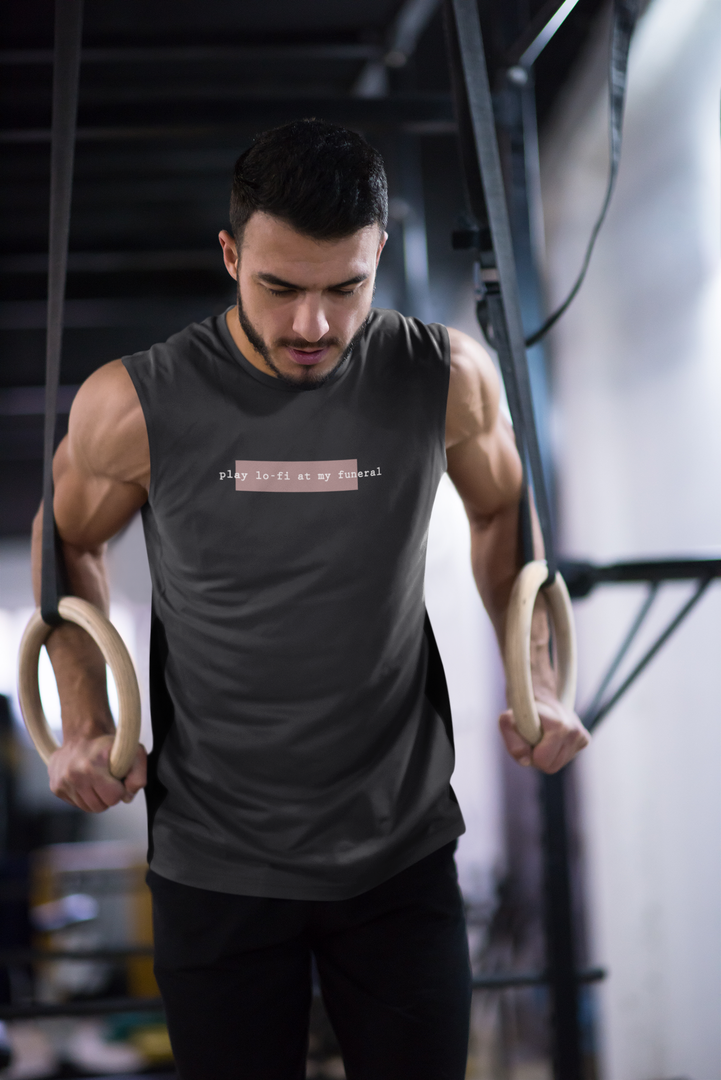 Play Lofi At My Funeral Minimal Men Gym Vest-FunkyTeesClub