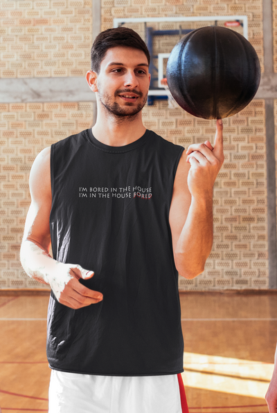 I Am  In The Bored House Minimal Men Gym Vest-FunkyTeesClub