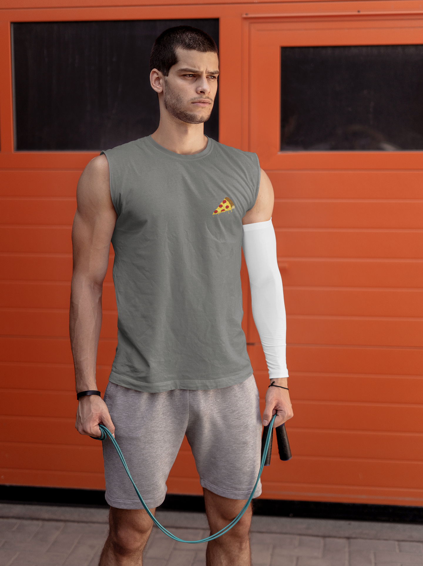 Pizza Minimal Men Gym Vest-FunkyTeesClub
