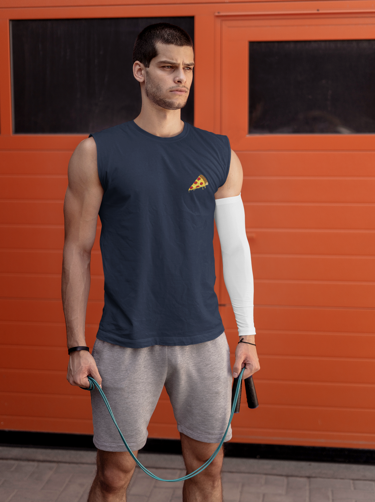 Pizza Minimal Men Sleeveless T-Shirts-FunkyTeesClub
