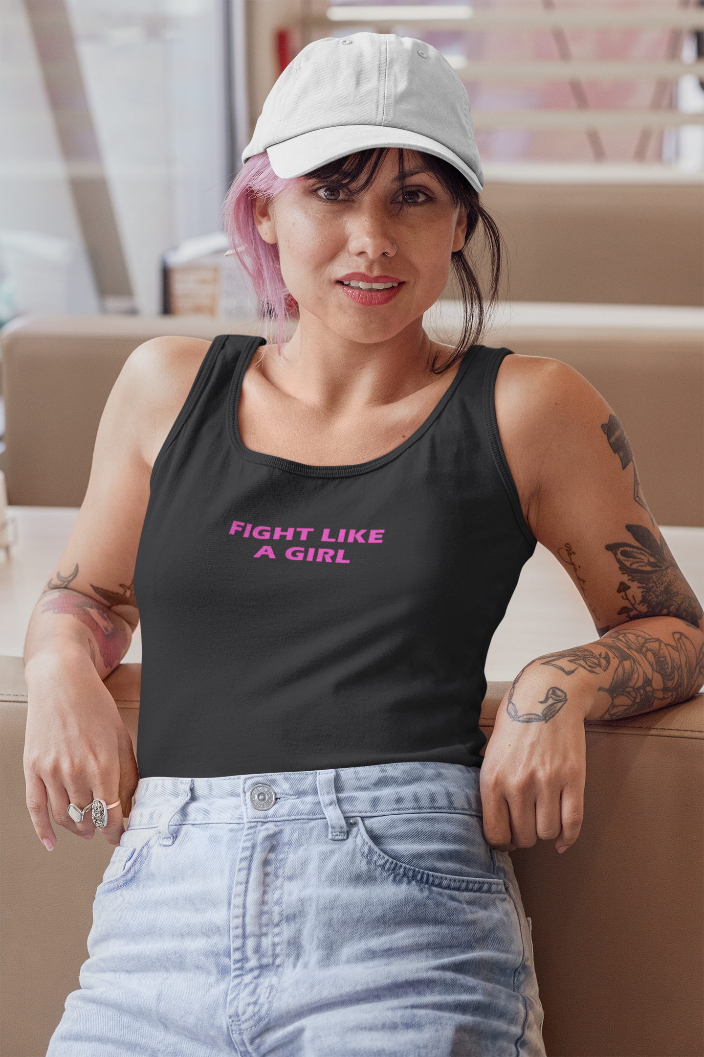 Fight Like A Girl Minimals Women Tank Top- FunkyTeesClub