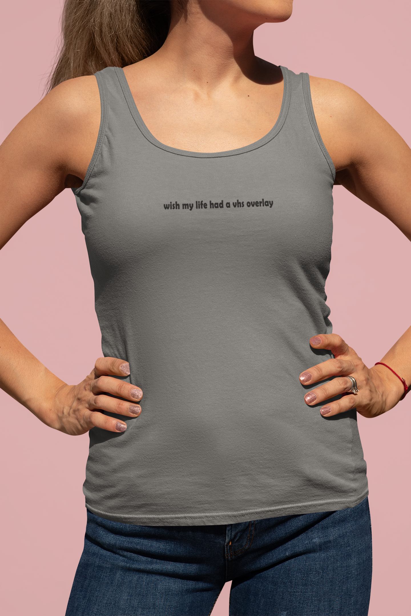 Wish My Life Had A Vhs Overlay Minimals Women Tank Top- FunkyTeesClub