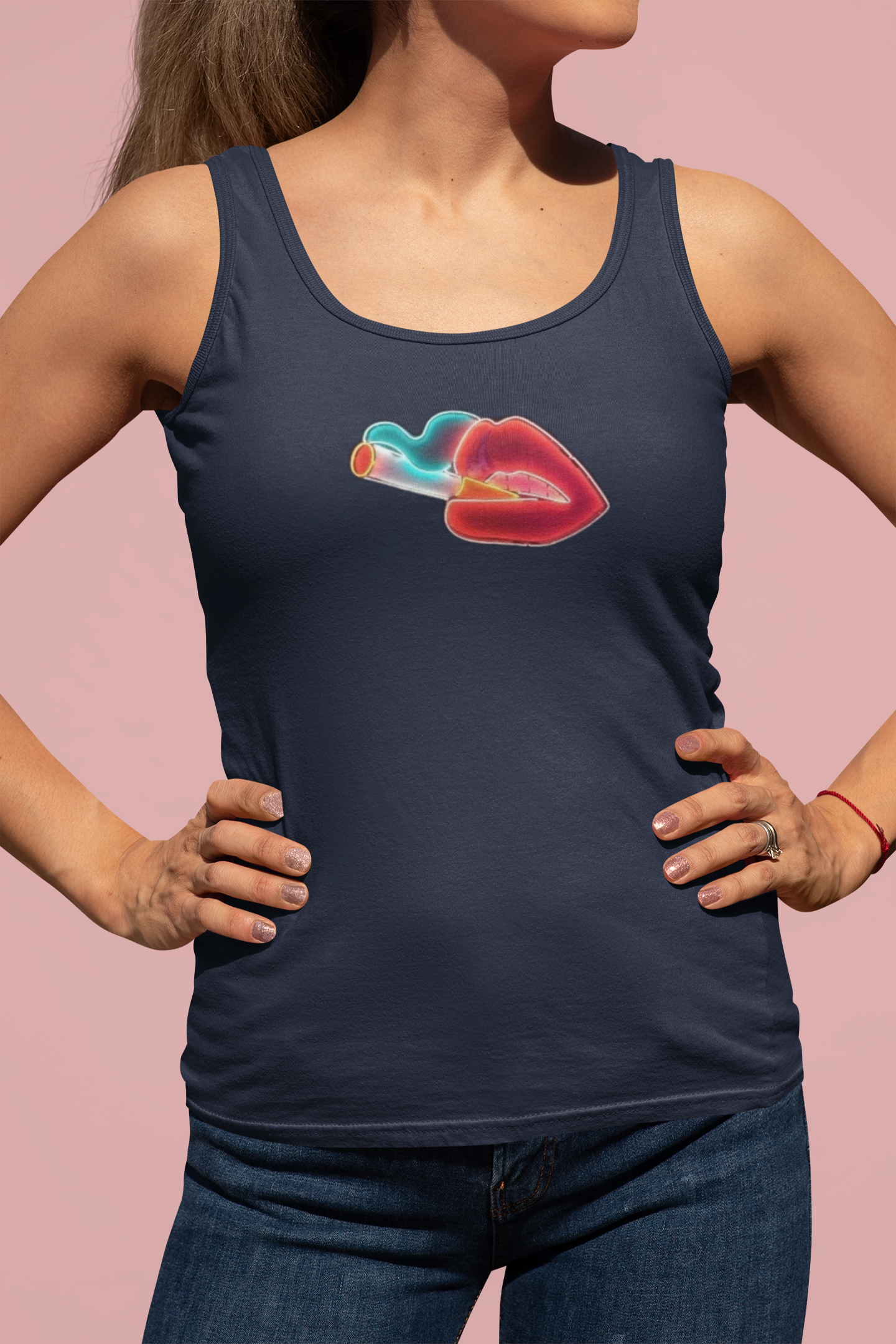 Smokey Lips Minimals Women Tank Top- FunkyTeesClub