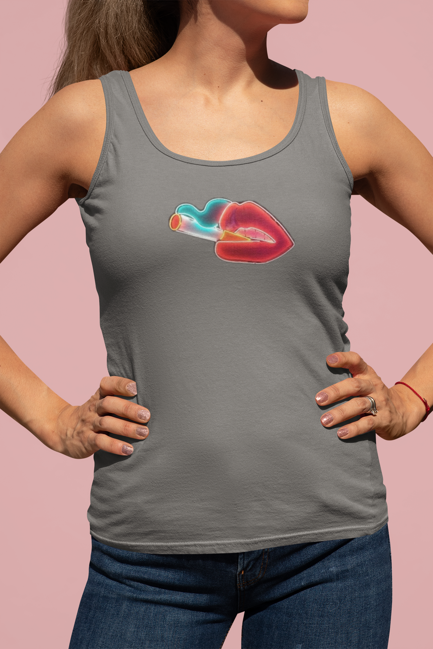 Smokey Lips Minimals Women Tank Top- FunkyTeesClub
