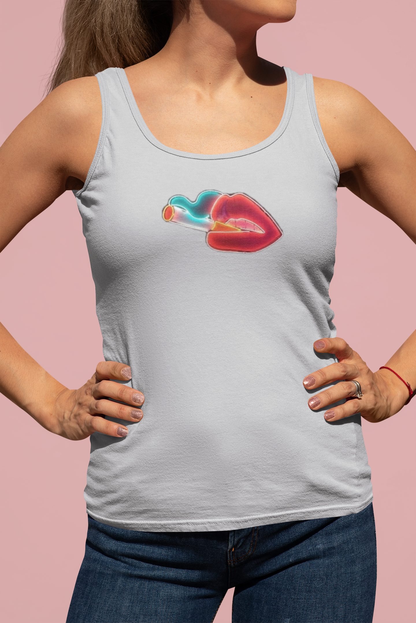 Smokey Lips Minimals Women Tank Top- FunkyTeesClub