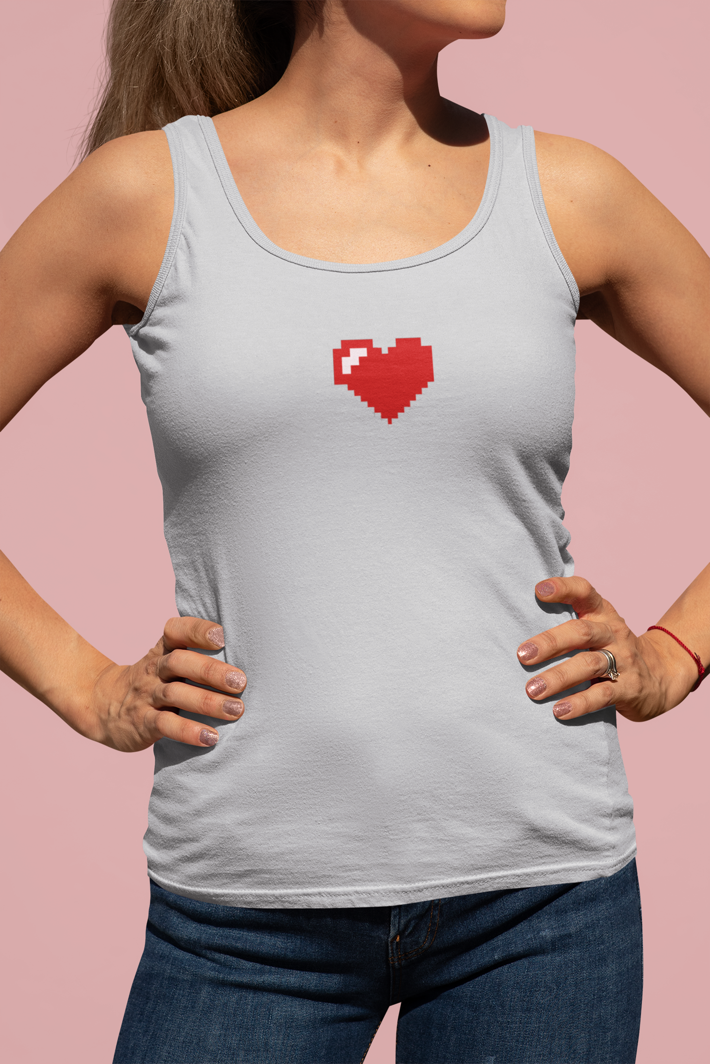 8 Bit Heart Minimals Women Tank Top- FunkyTeesClub