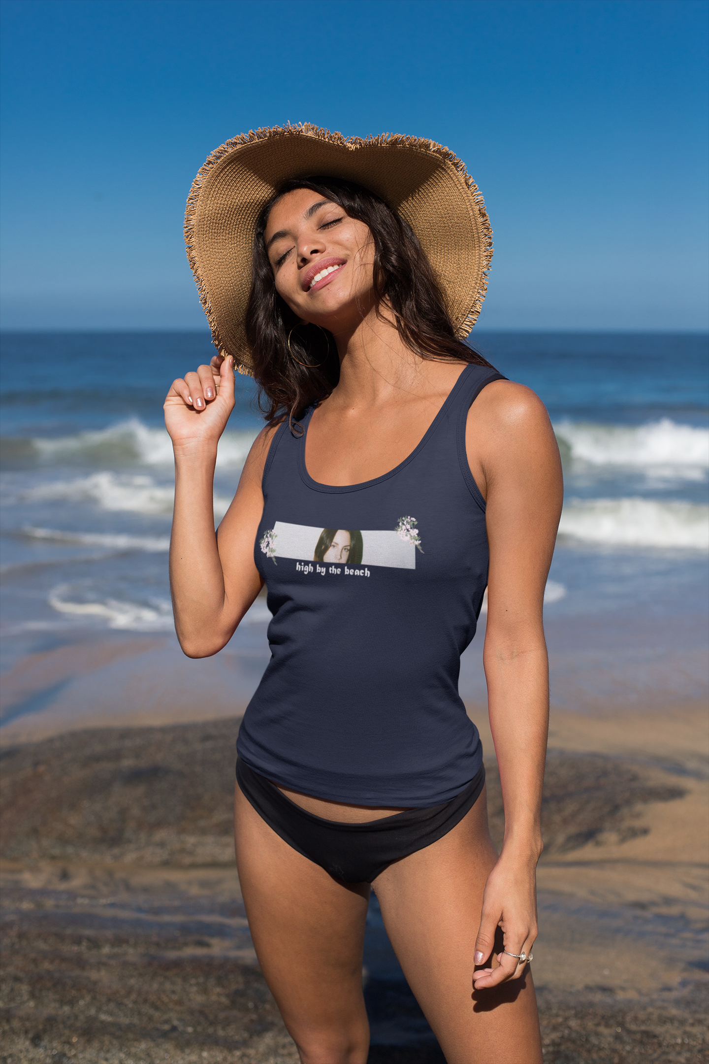 High By The Beach Minimals Women Tank Top- FunkyTeesClub