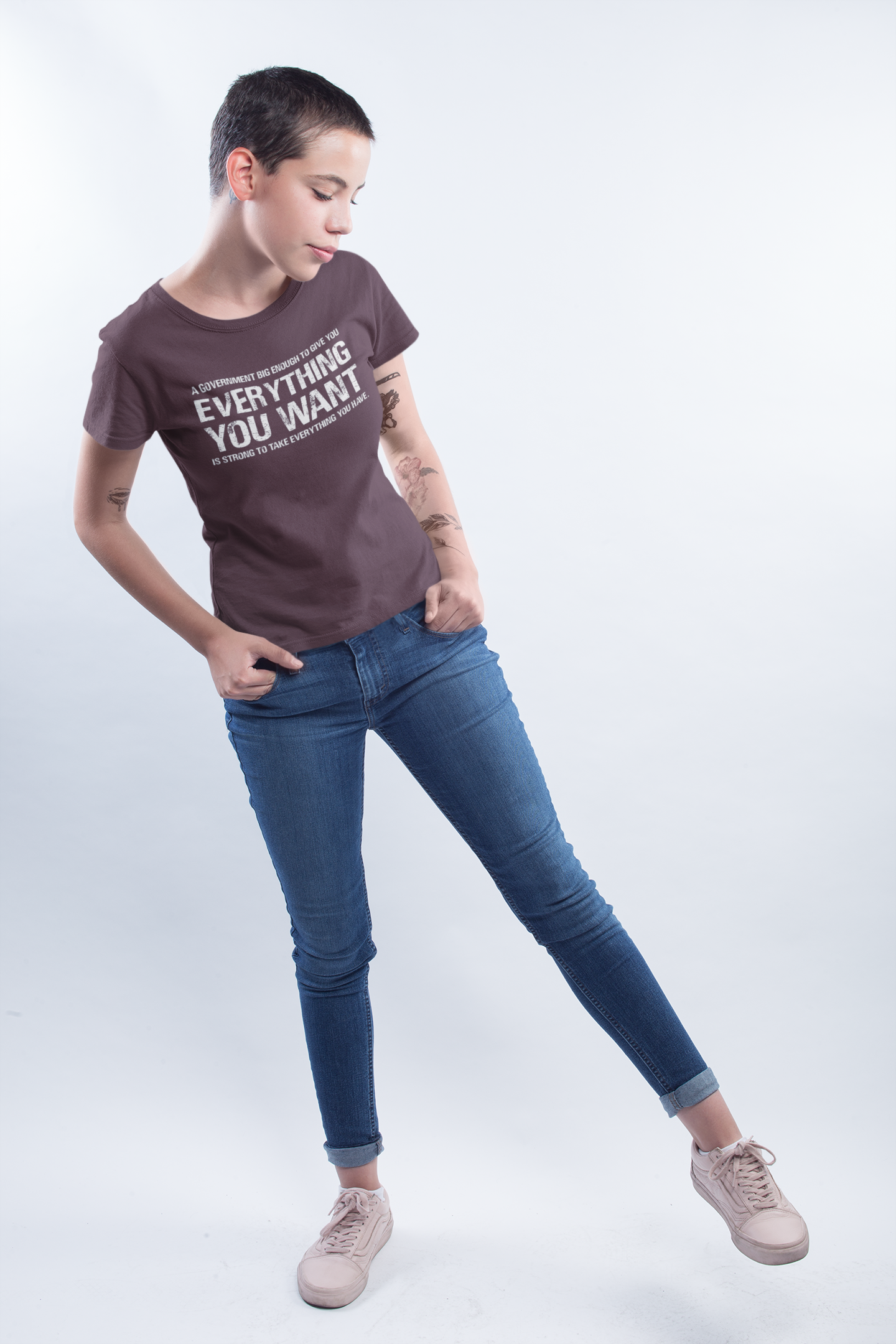 Libertarian Anti Socialism Government Political Philosophy Anti Government Women Half Sleeves T-shirt- FunkyTeesClub