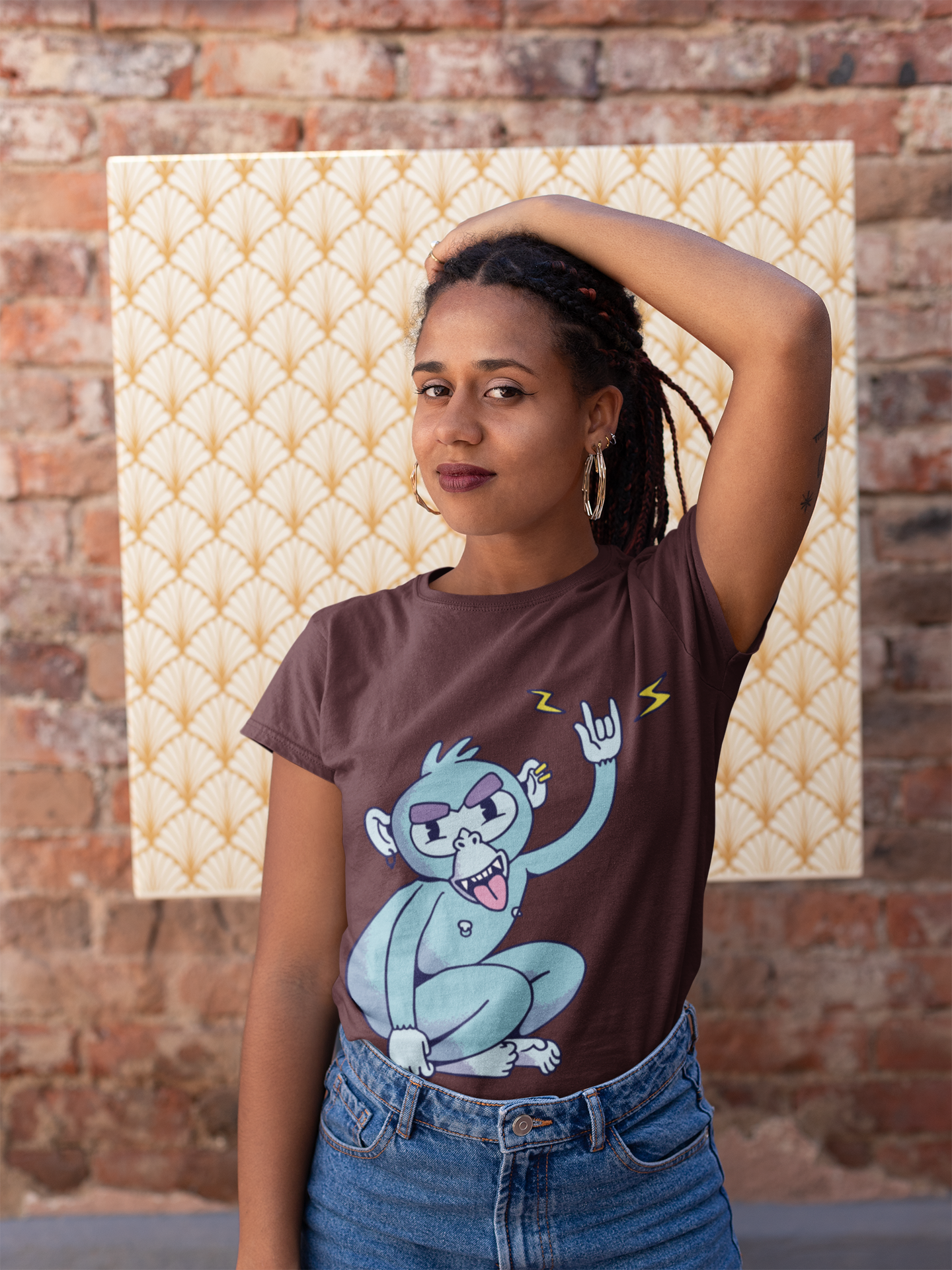 Rocker Monkey Women Half Sleeves T-shirt- FunkyTeesClub