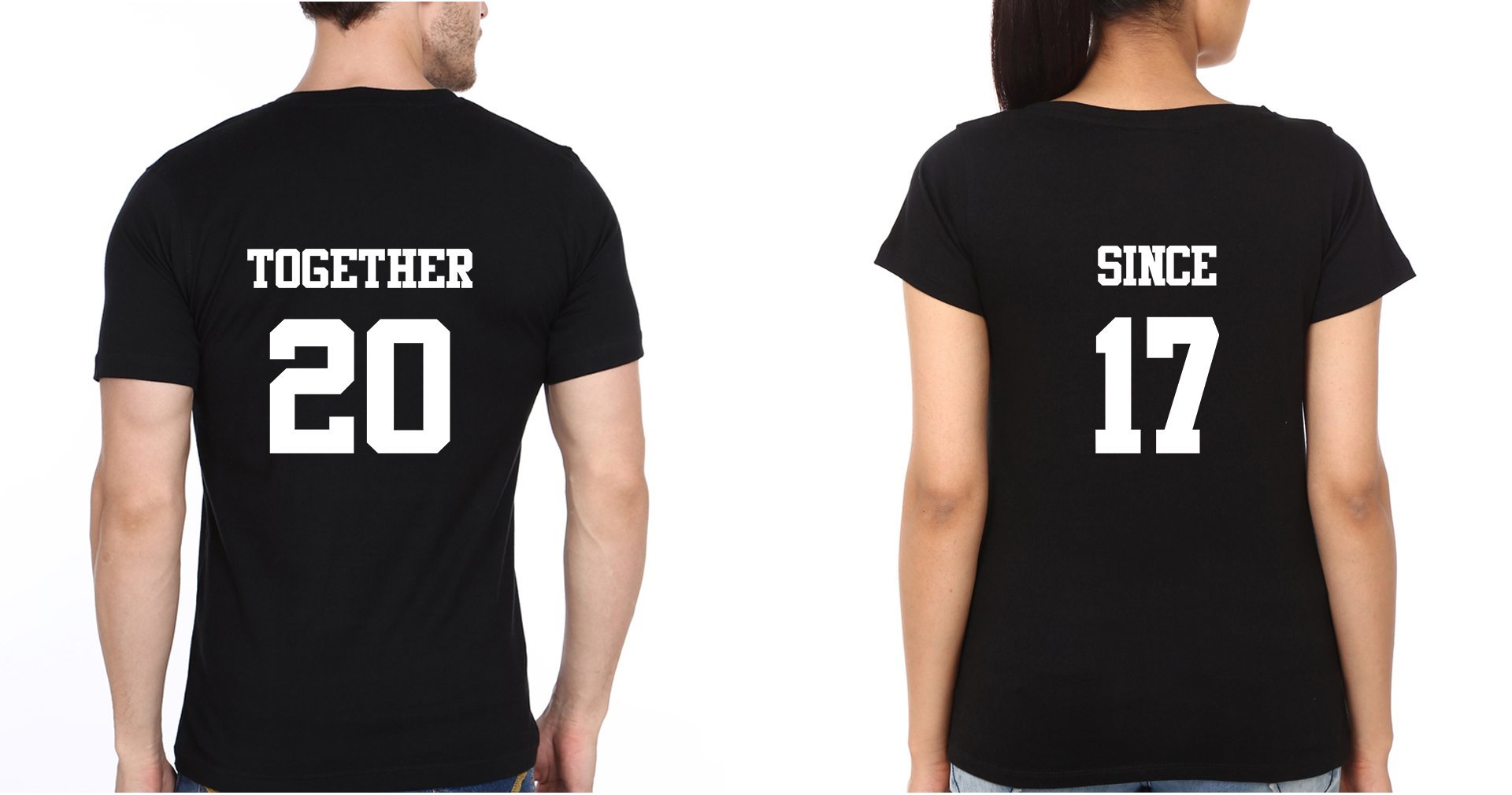 Together Since 17 Couple Half Sleeves T-Shirts -FunkyTees - Funky Tees Club