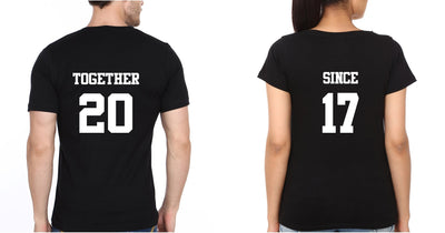 Together Since 17 Couple Half Sleeves T-Shirts -FunkyTees - Funky Tees Club