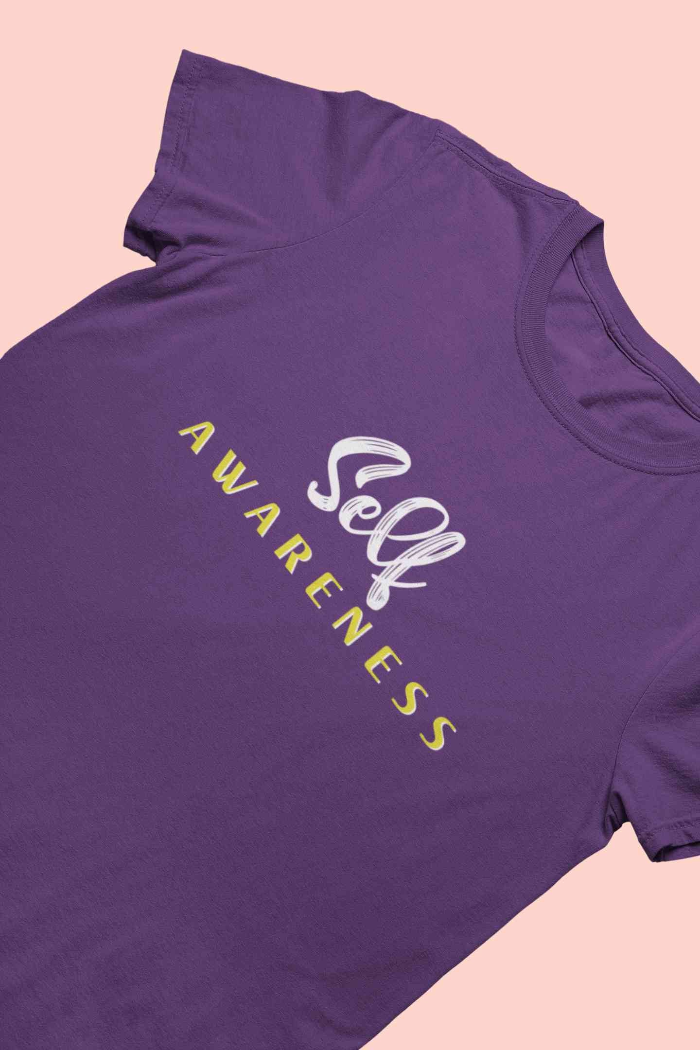 Self Awareness Typography Women Half Sleeves T-shirt- FunkyTeesClub