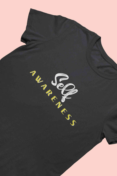 Self Awareness Typography Mens Half Sleeves T-shirt- FunkyTeesClub