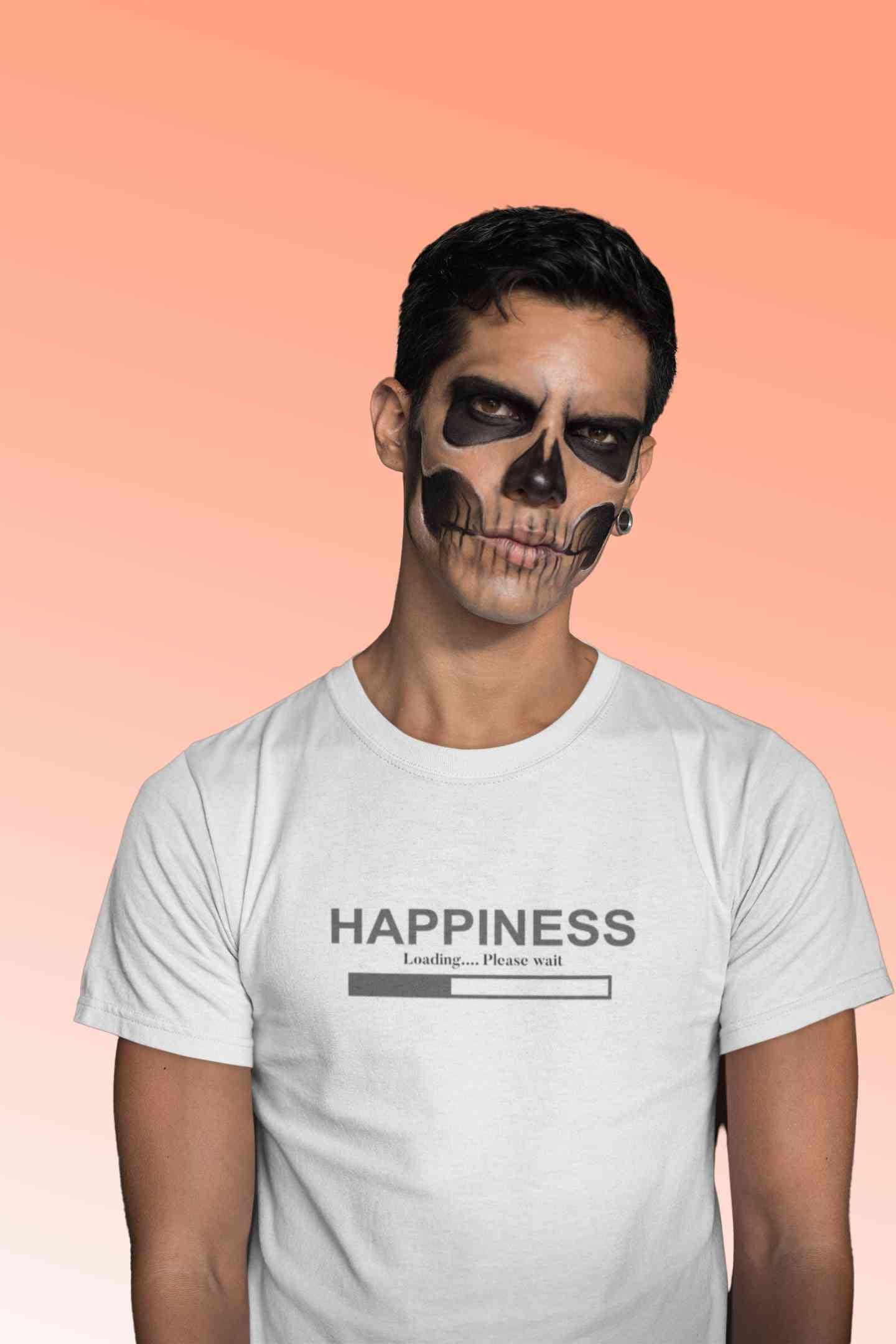 Happiness Is Loading Minimals Mens Half Sleeves T-shirt- FunkyTeesClub