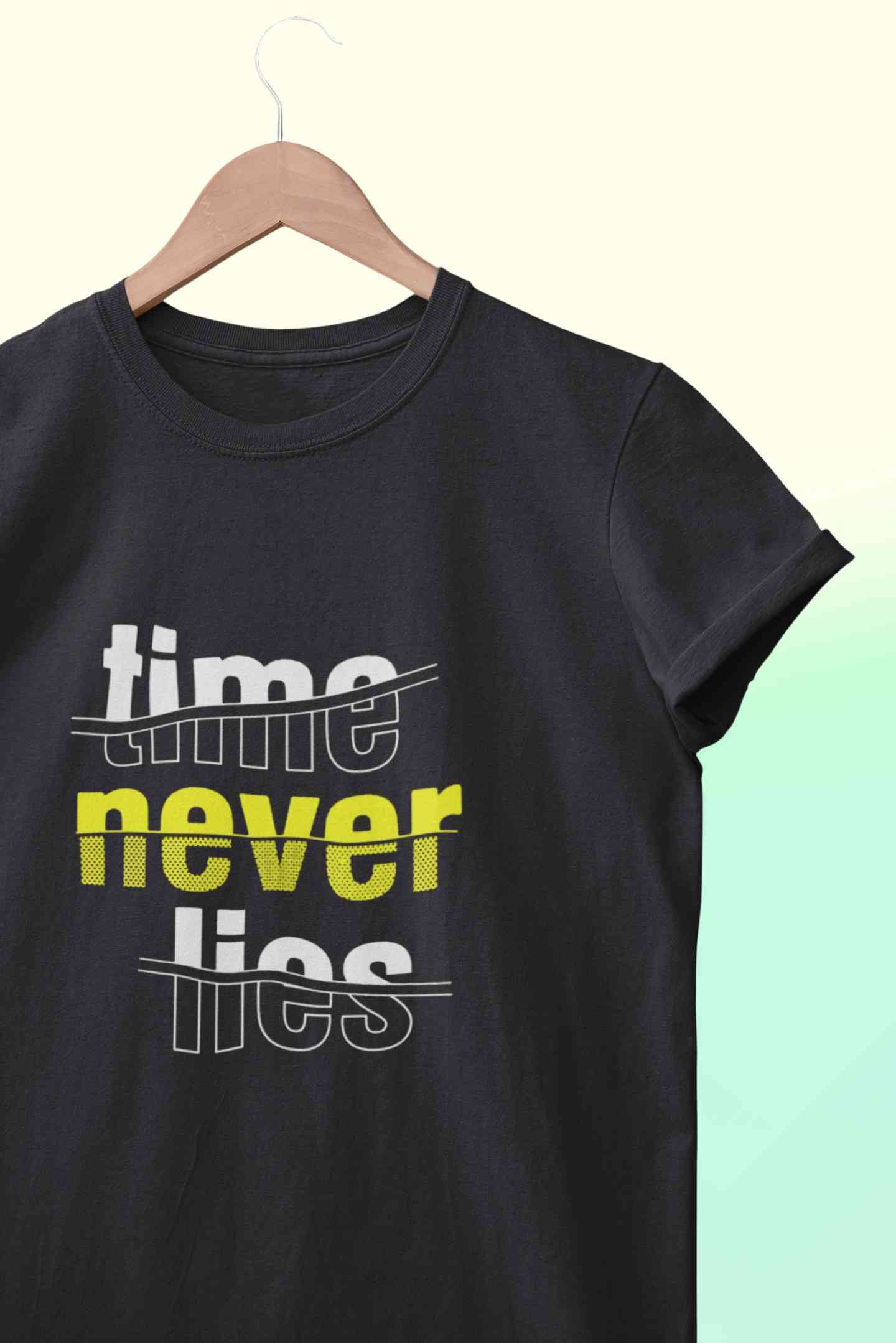 Time Never Lies Typography Mens Half Sleeves T-shirt- FunkyTeesClub