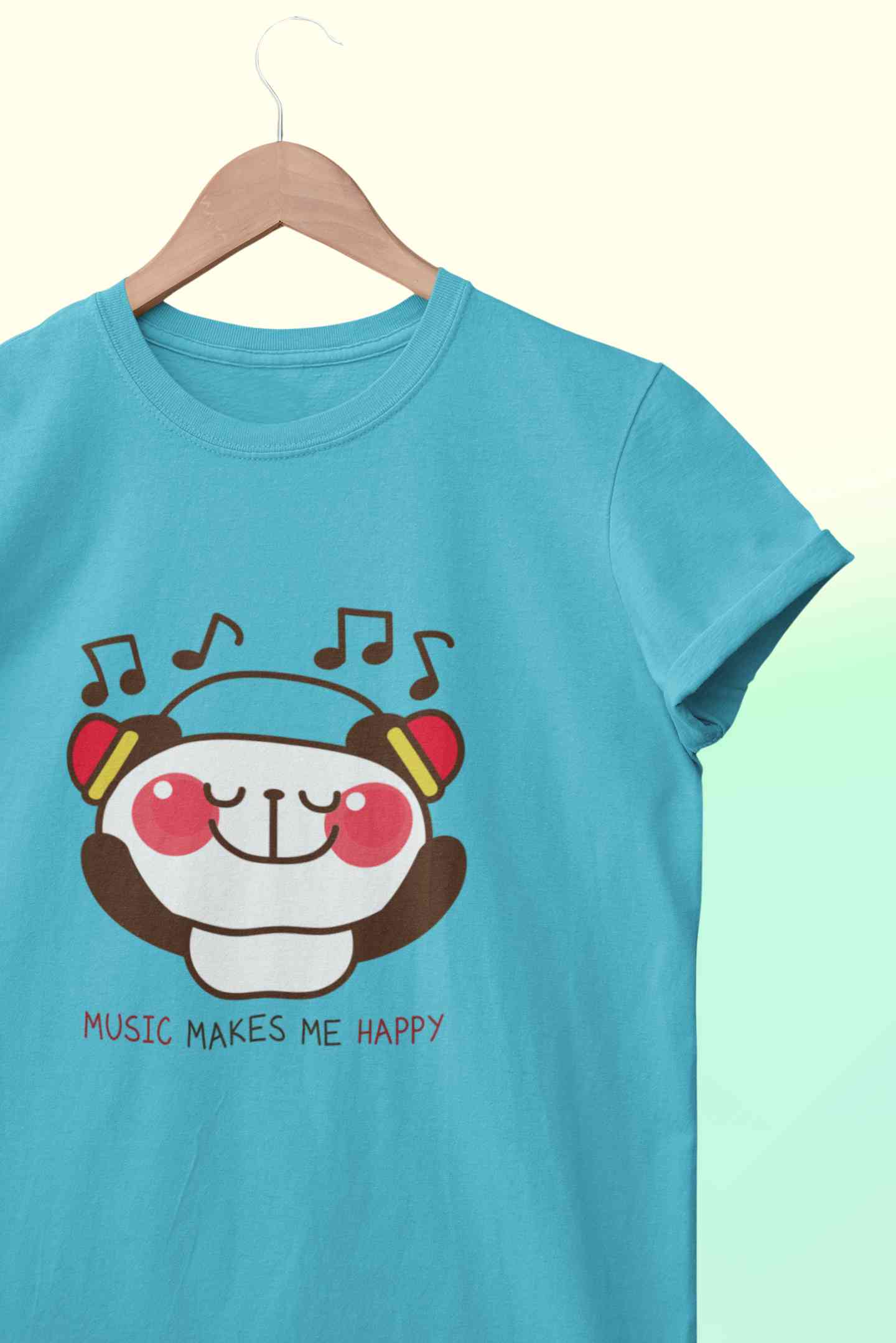 Music Makes Me Happy Women Half Sleeves T-shirt- FunkyTeesClub