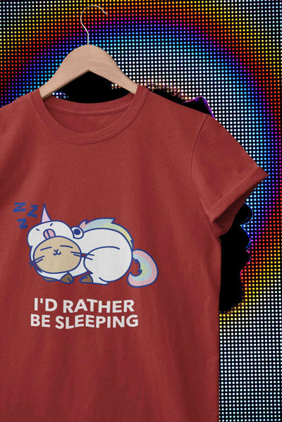 I Had Rather Be Sleeping Typography Women Half Sleeves T-shirt- FunkyTeesClub