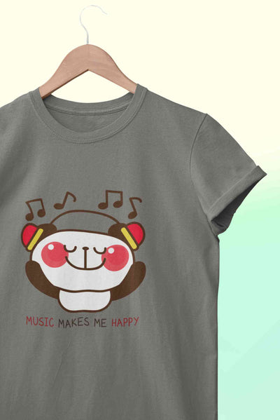 Music Makes Me Happy Mens Half Sleeves T-shirt- FunkyTeesClub