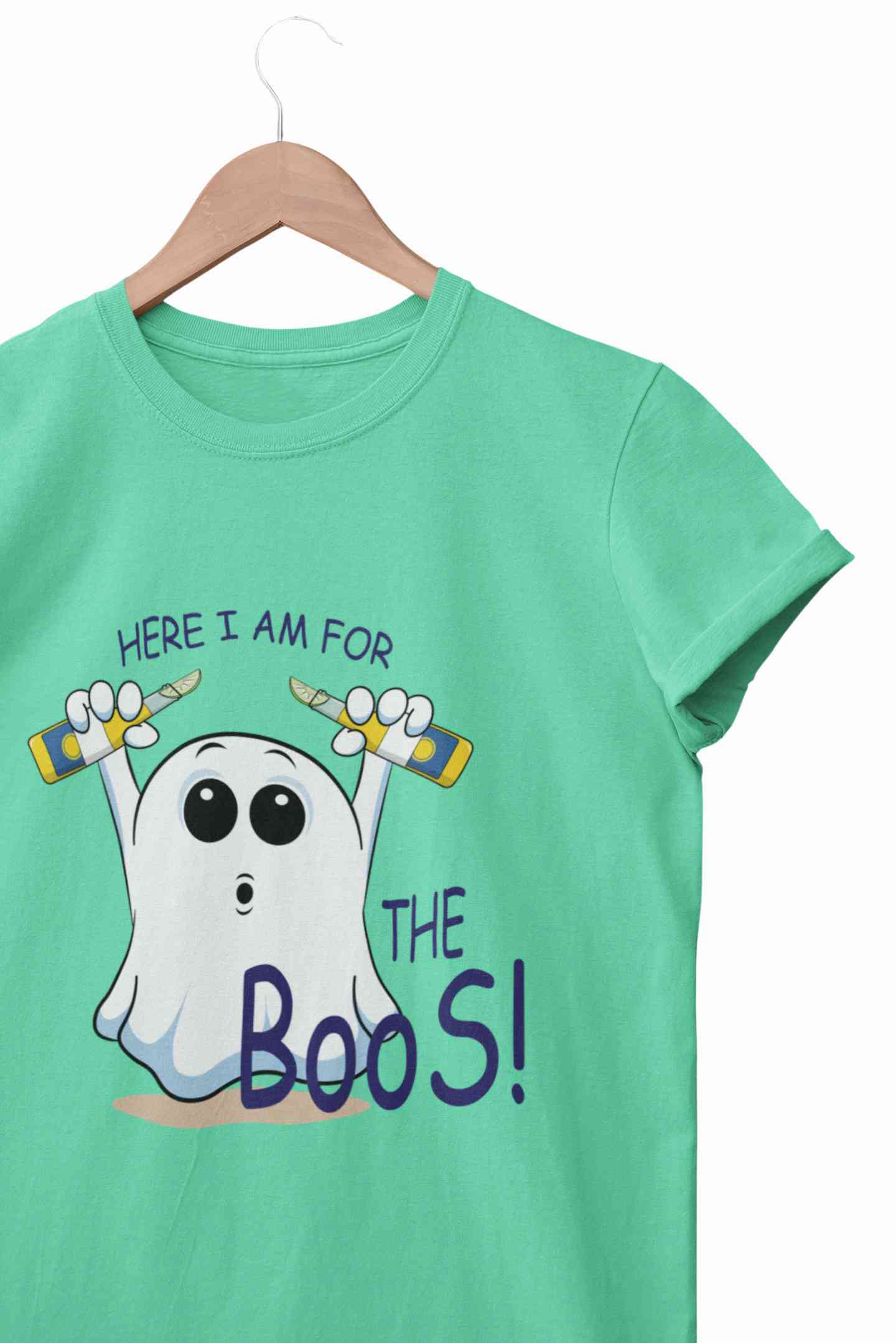 Here For The Boos Mens Half Sleeves T-shirt- FunkyTeesClub