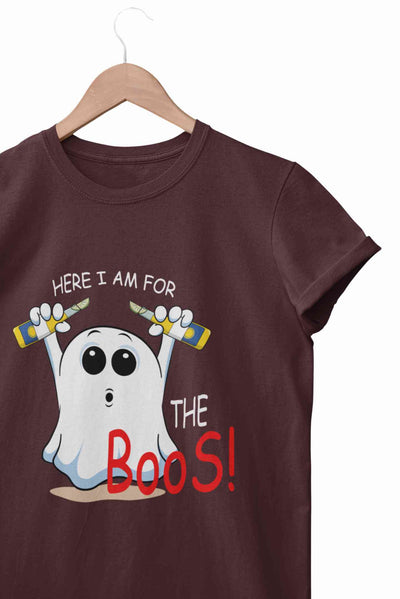 Here For The Boos Mens Half Sleeves T-shirt- FunkyTeesClub