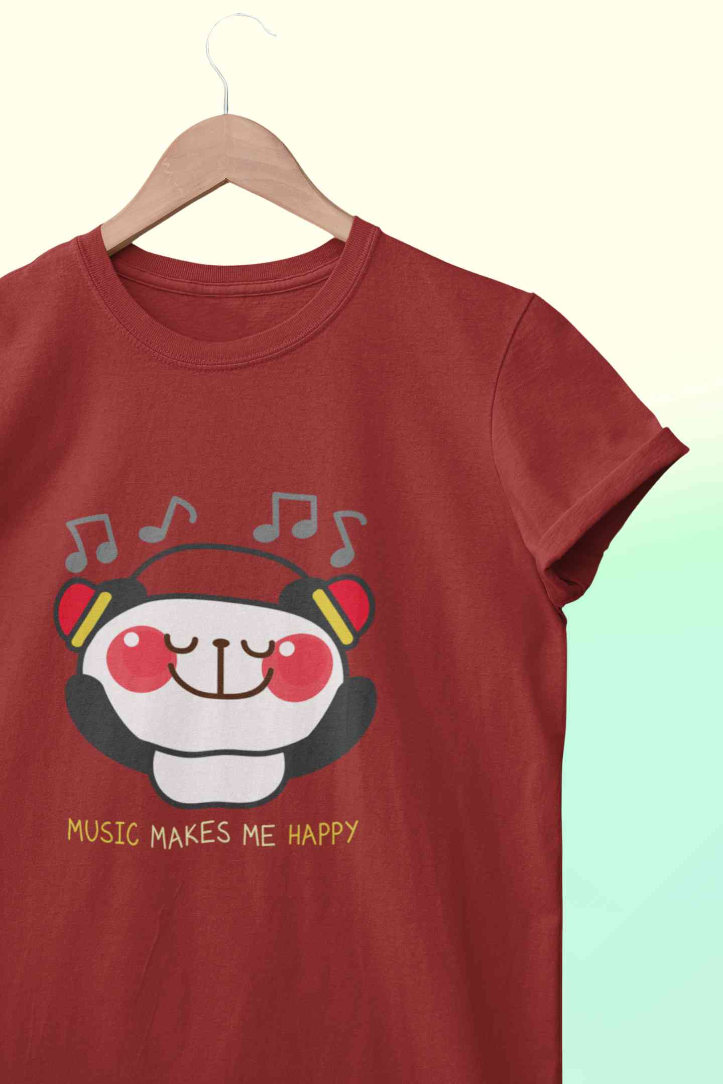 Music Makes Me Happy Mens Half Sleeves T-shirt- FunkyTeesClub