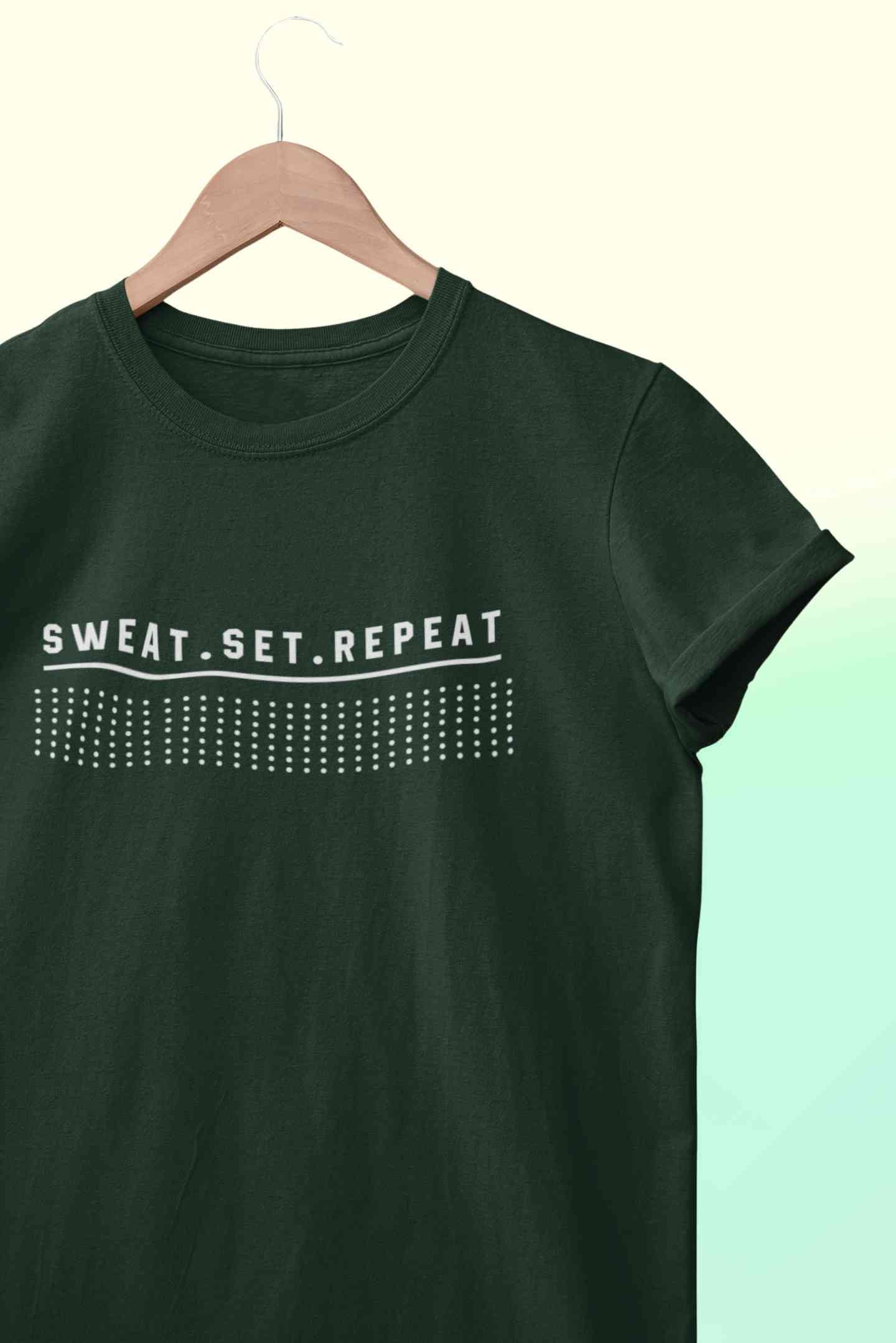 Sweat Set Repeat Women Half Sleeves T-shirt- FunkyTeesClub