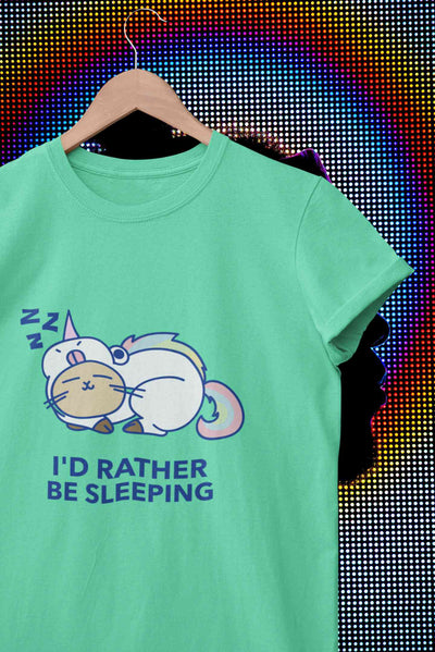 I Had Rather Be Sleeping Typography Mens Half Sleeves T-shirt- FunkyTeesClub