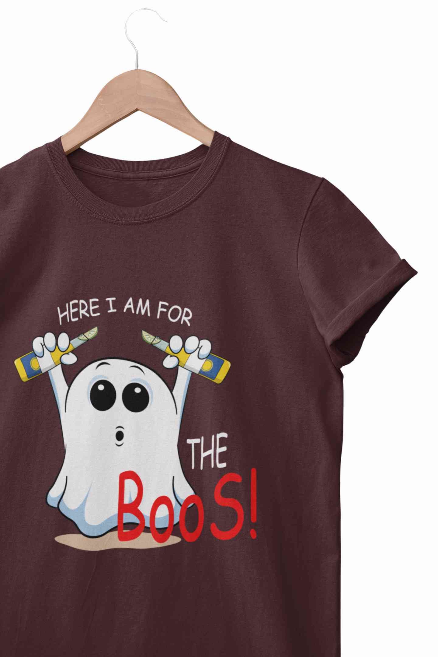 Here For The Boos Women Half Sleeves T-shirt- FunkyTeesClub