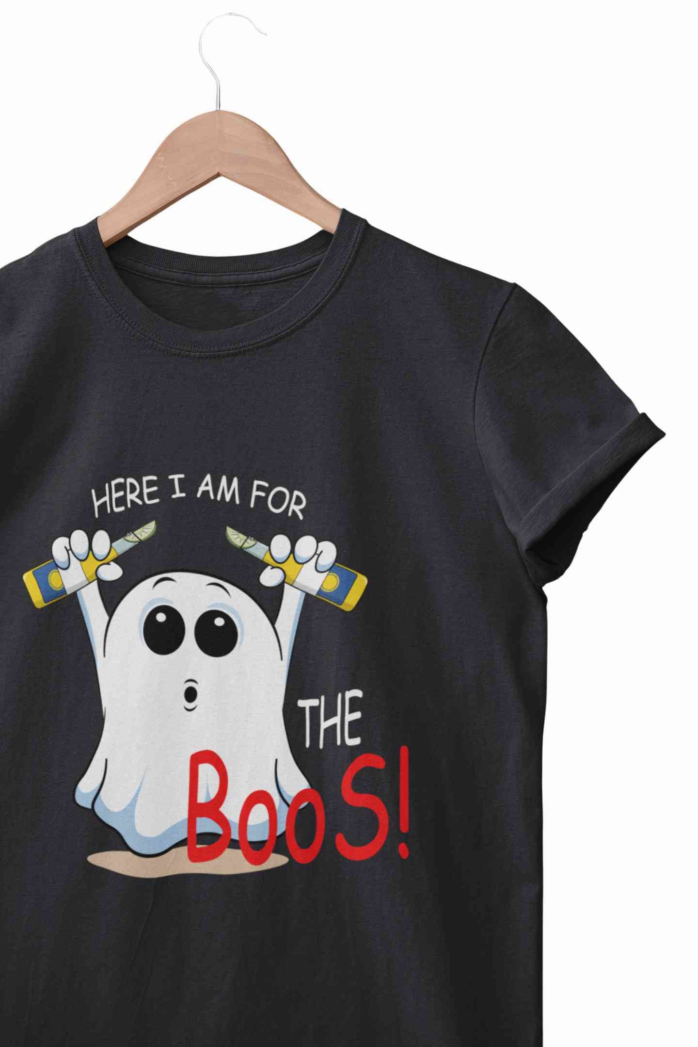Here For The Boos Women Half Sleeves T-shirt- FunkyTeesClub