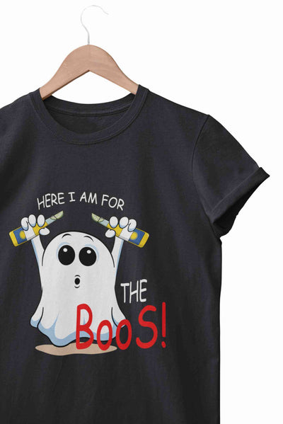 Here For The Boos Women Half Sleeves T-shirt- FunkyTeesClub