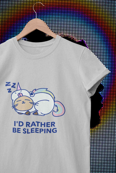 I Had Rather Be Sleeping Typography Women Half Sleeves T-shirt- FunkyTeesClub