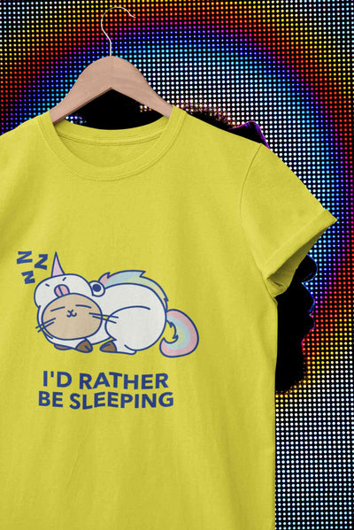 I Had Rather Be Sleeping Typography Women Half Sleeves T-shirt- FunkyTeesClub