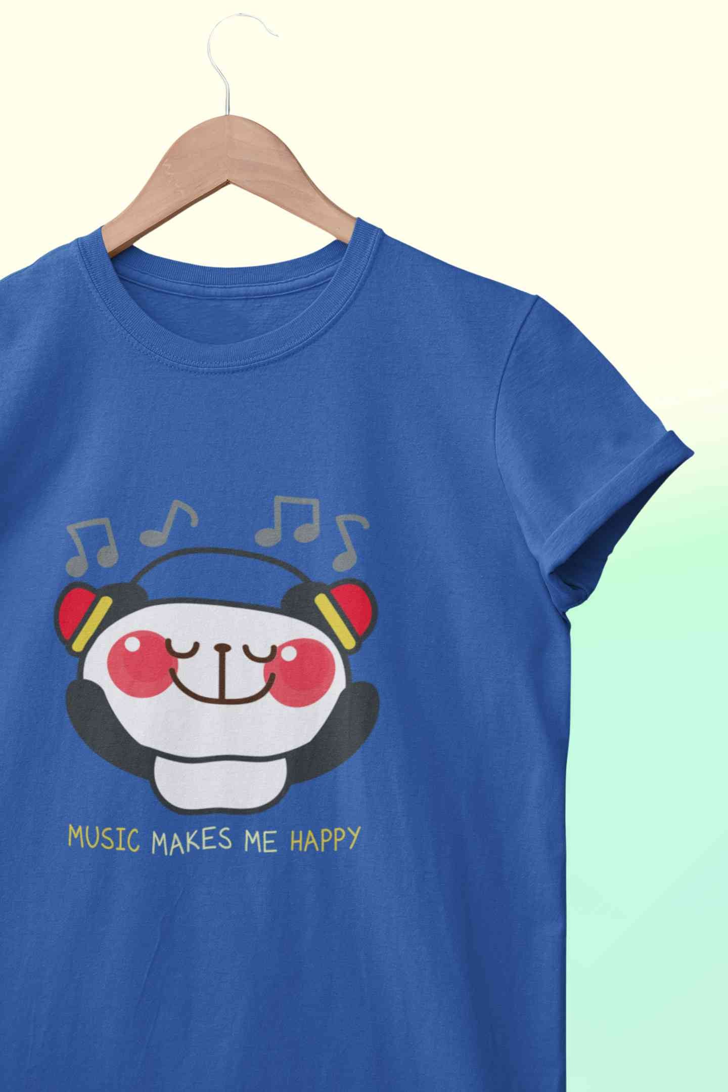 Music Makes Me Happy Mens Half Sleeves T-shirt- FunkyTeesClub