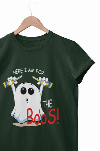 Here For The Boos Women Half Sleeves T-shirt- FunkyTeesClub