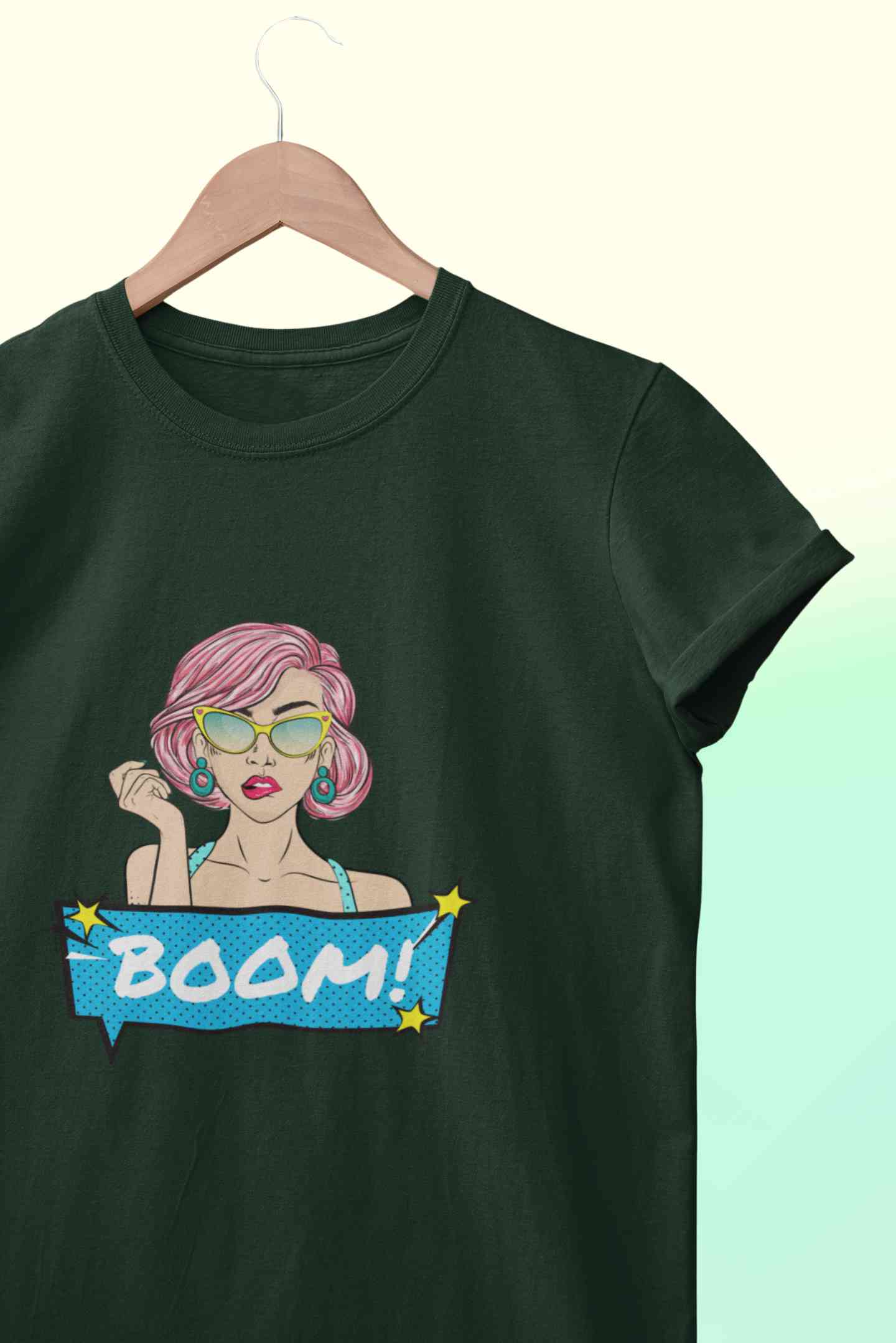 Boom Women Half Sleeves T-shirt- FunkyTeesClub