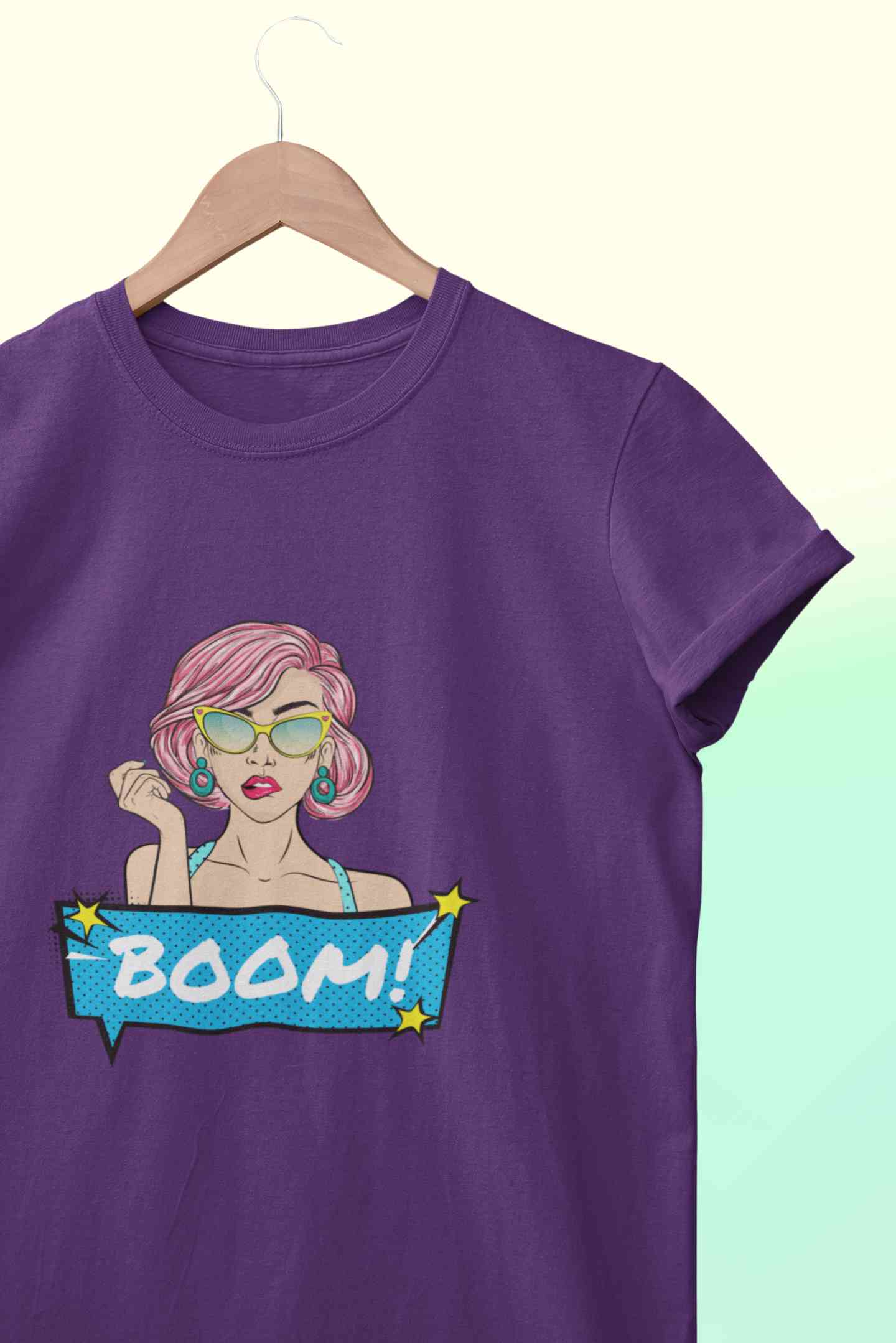 Boom Women Half Sleeves T-shirt- FunkyTeesClub