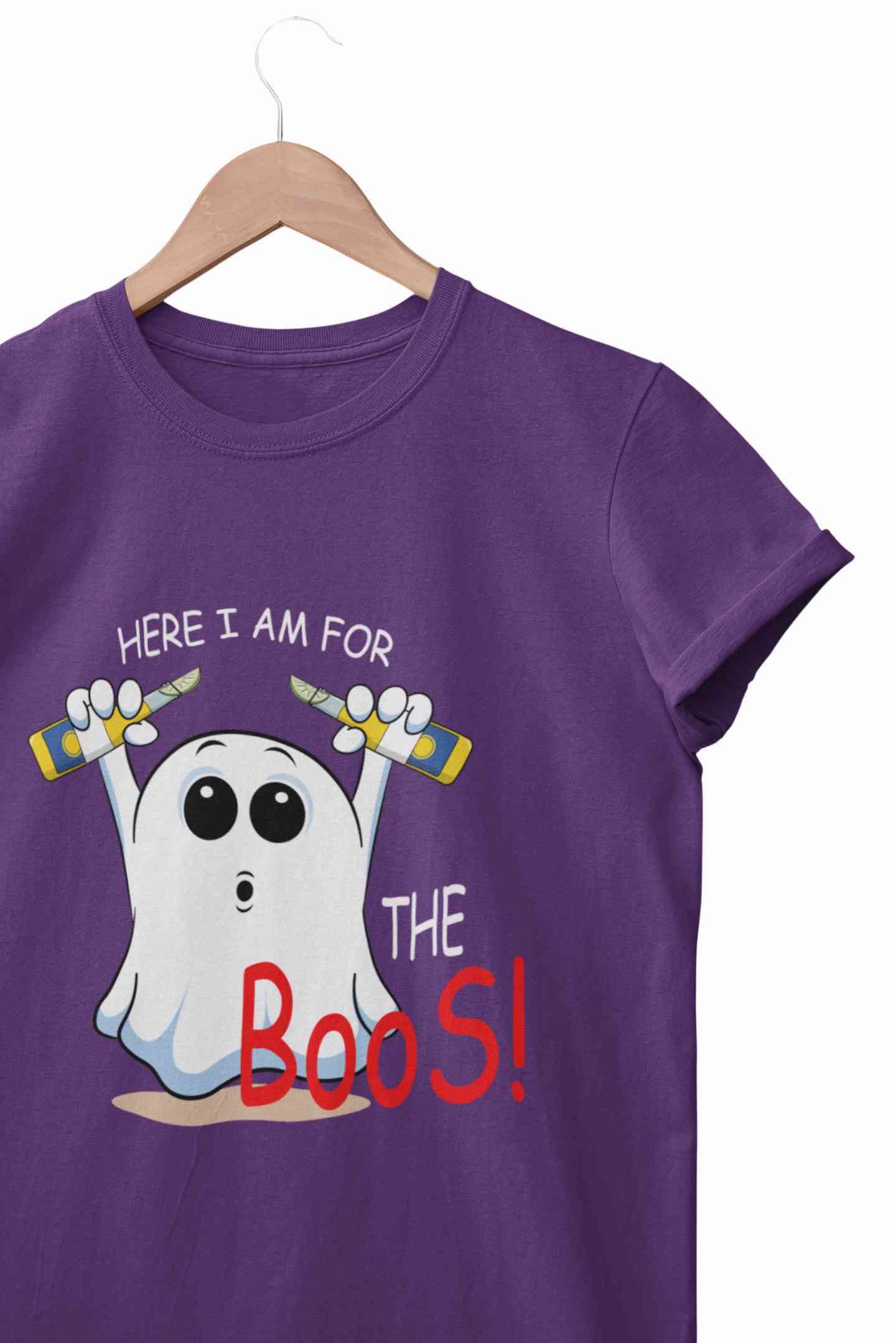 Here For The Boos Mens Half Sleeves T-shirt- FunkyTeesClub