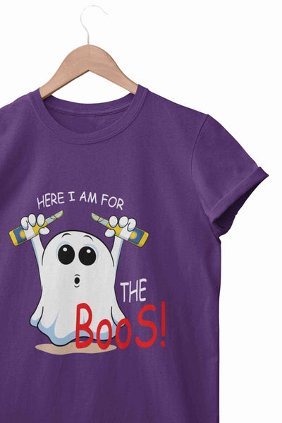 Here For The Boos Women Half Sleeves T-shirt- FunkyTeesClub