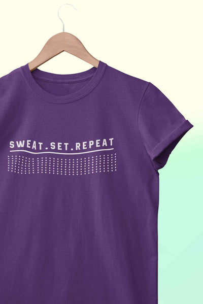 Sweat Set Repeat Mens Half Sleeves T-shirt- FunkyTeesClub