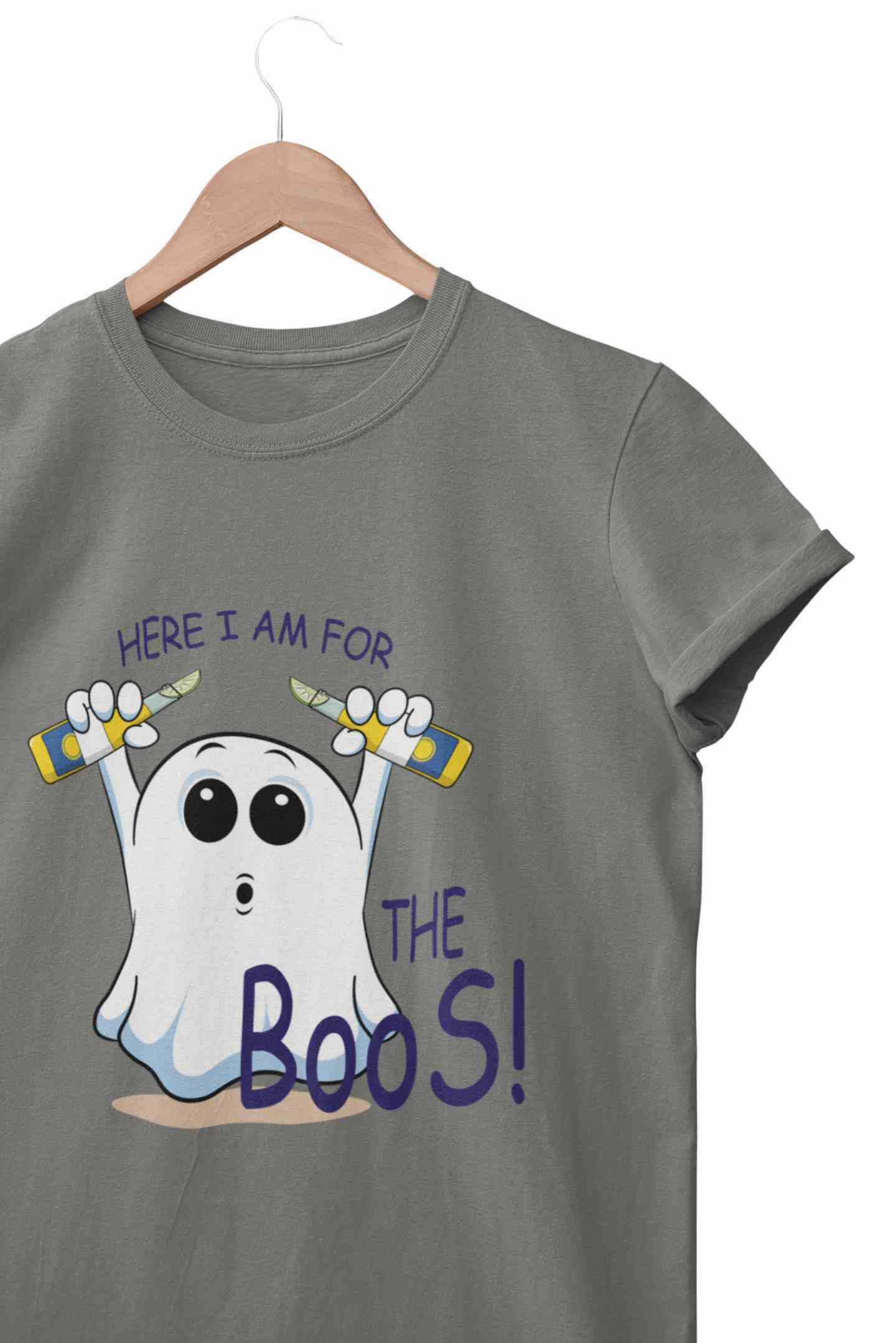 Here For The Boos Mens Half Sleeves T-shirt- FunkyTeesClub