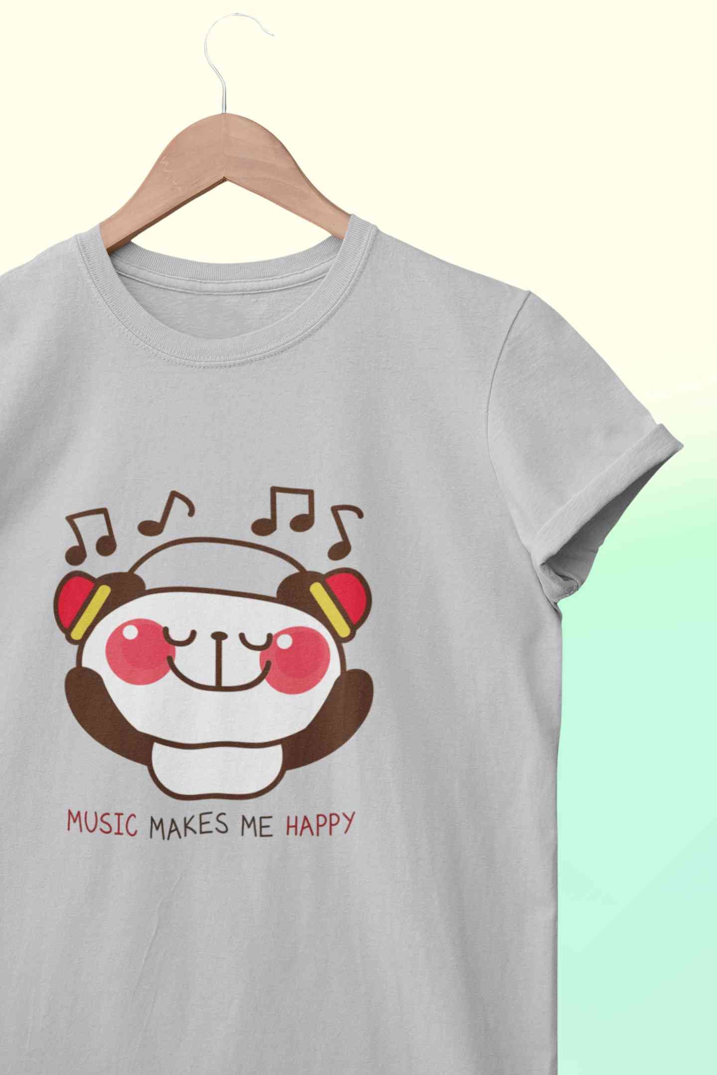 Music Makes Me Happy Mens Half Sleeves T-shirt- FunkyTeesClub