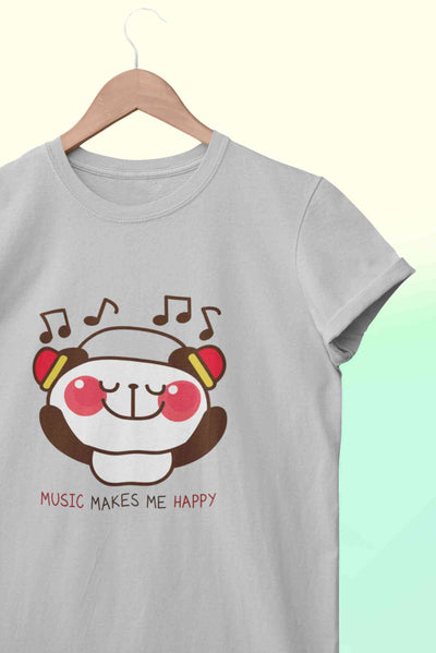 Music Makes Me Happy Mens Half Sleeves T-shirt- FunkyTeesClub