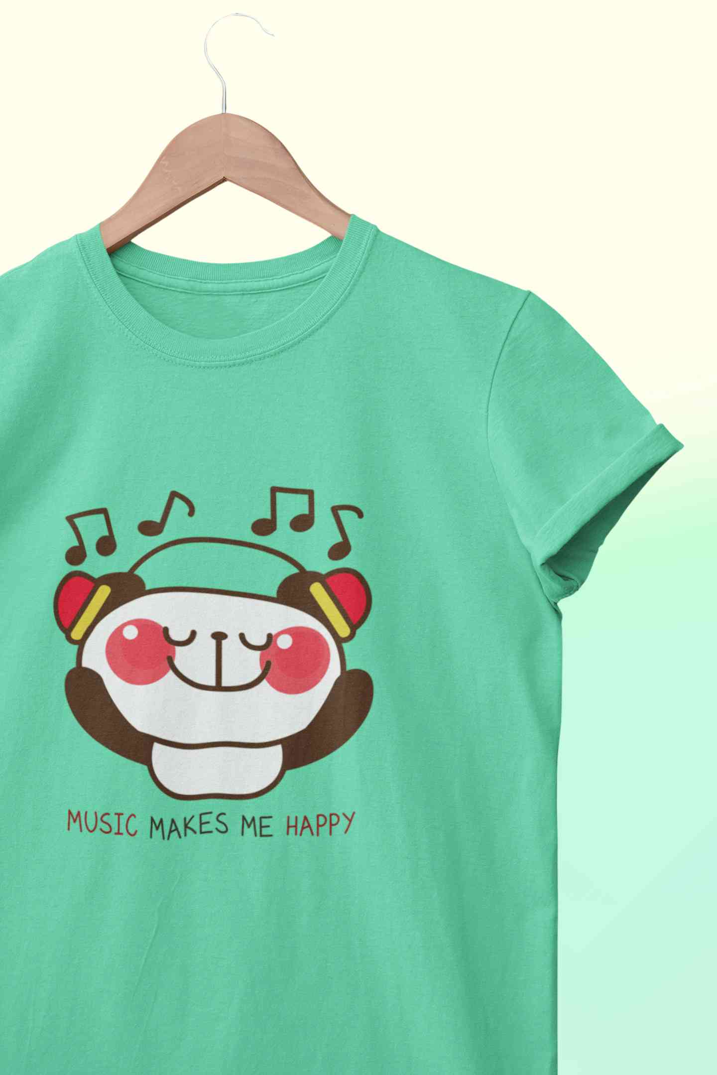 Music Makes Me Happy Mens Half Sleeves T-shirt- FunkyTeesClub