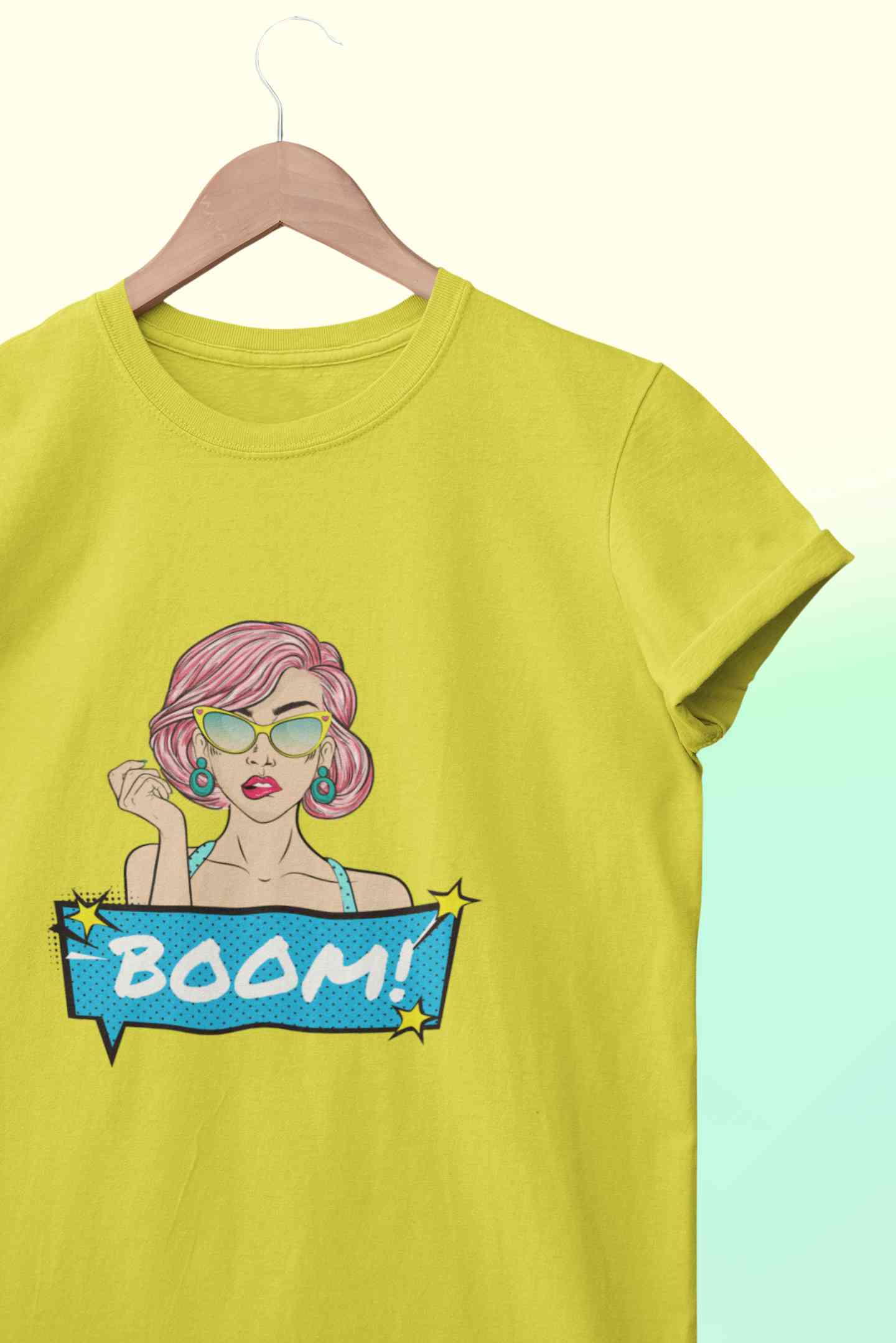 Boom Women Half Sleeves T-shirt- FunkyTeesClub