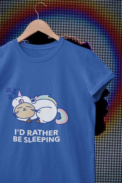 I Had Rather Be Sleeping Typography Women Half Sleeves T-shirt- FunkyTeesClub